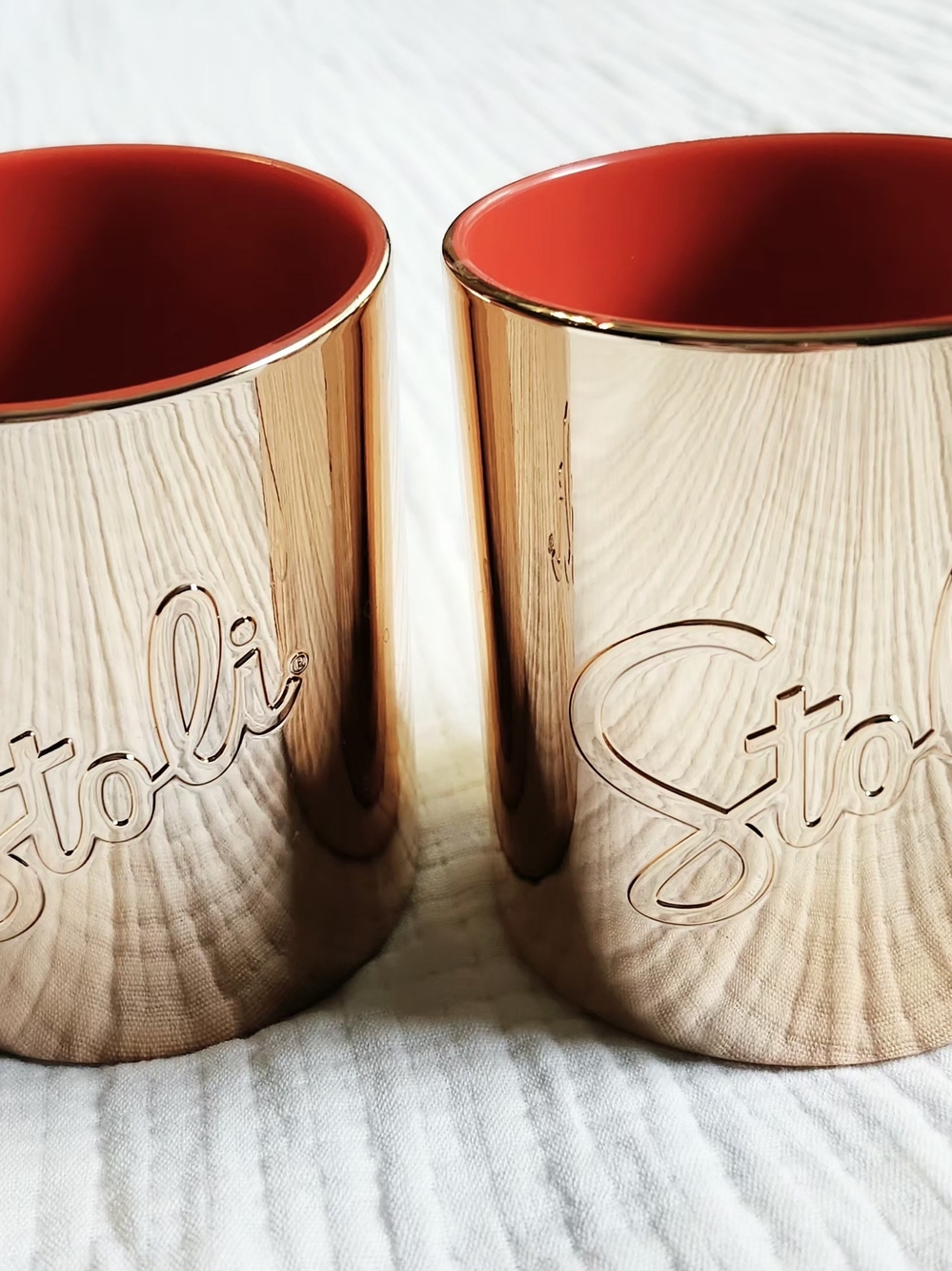 Stoli Moscow Mule Mug Set – Plastic with Red Interior